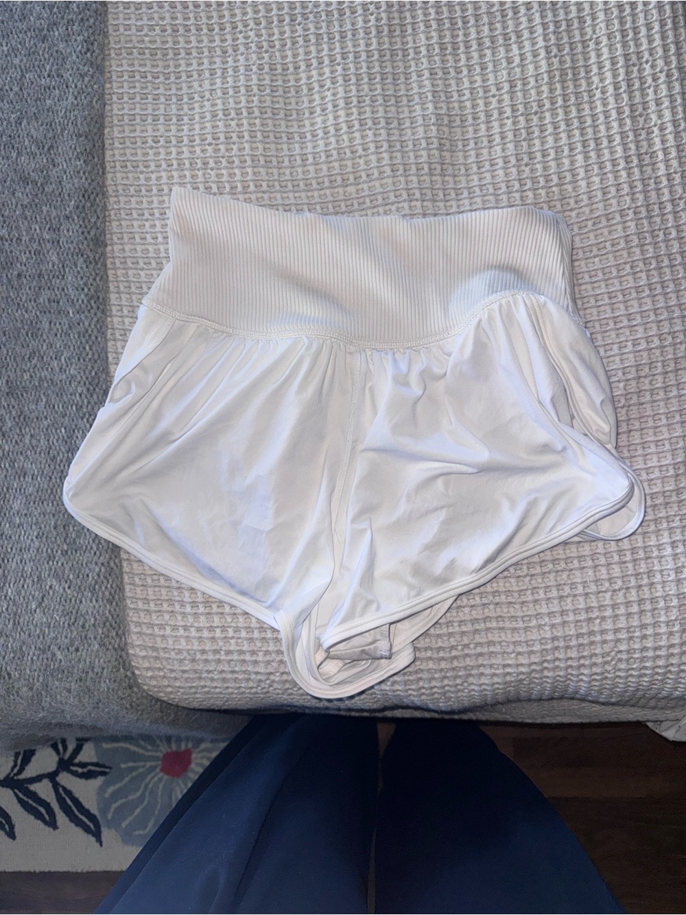 Women’s Free People High-Rise White Lounge Shorts with Ribbed Waistband